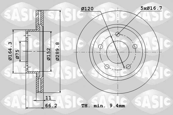 Sasic 6106191 - Тормозной диск autosila-amz.com