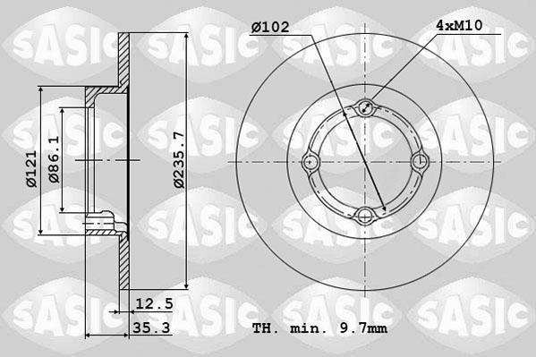 Sasic 6106111 - Тормозной диск autosila-amz.com