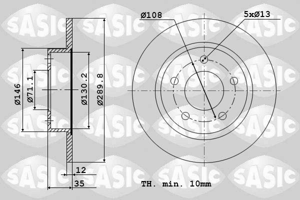 Sasic 6100001 - Тормозной диск autosila-amz.com