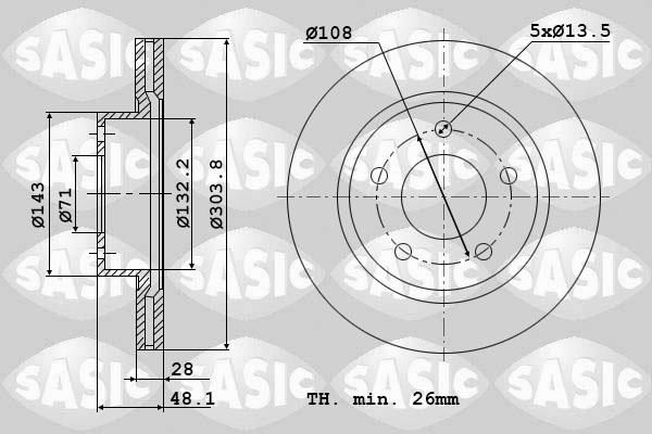 Sasic 6100032 - Тормозной диск autosila-amz.com