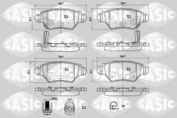 Sasic 6216063 - Тормозные колодки, дисковые, комплект autosila-amz.com