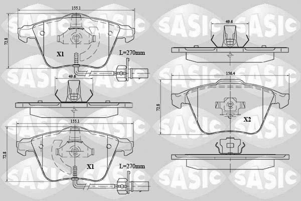 Sasic 6216074 - Тормозные колодки, дисковые, комплект autosila-amz.com