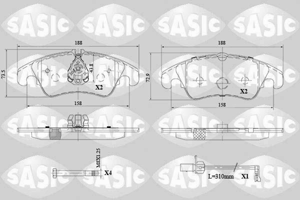 Sasic 6216103 - Тормозные колодки, дисковые, комплект autosila-amz.com