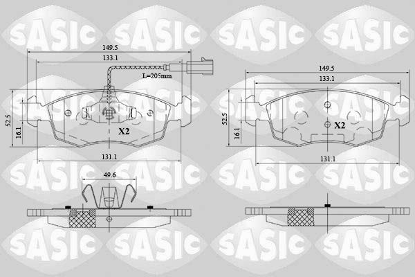 Sasic 6216171 - Тормозные колодки, дисковые, комплект autosila-amz.com