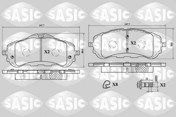 Sasic 6210051 - Тормозные колодки, дисковые, комплект autosila-amz.com