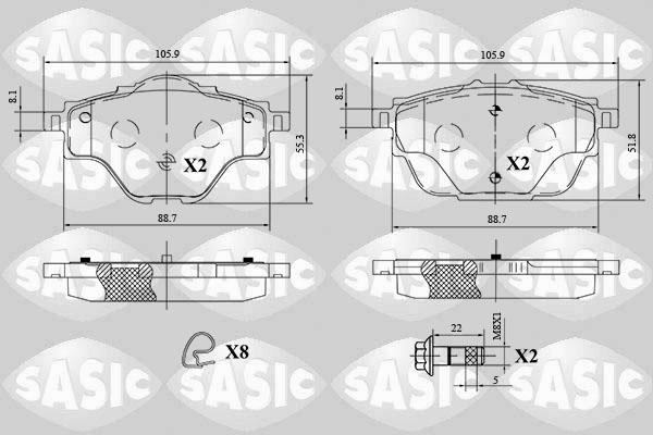 Sasic 6210079 - Тормозные колодки, дисковые, комплект autosila-amz.com