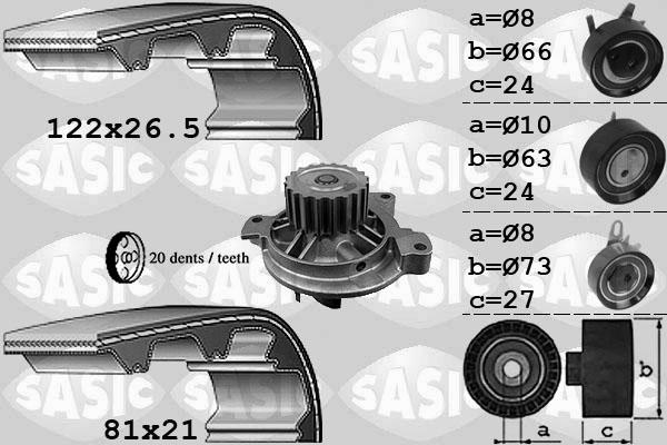 Sasic 3906052 - Водяной насос + комплект зубчатого ремня ГРМ autosila-amz.com