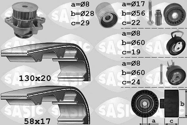 Sasic 3906060 - Водяной насос + комплект зубчатого ремня ГРМ autosila-amz.com