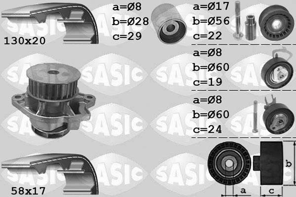 Sasic 3906061 - Водяной насос + комплект зубчатого ремня ГРМ autosila-amz.com