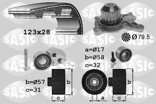 Sasic 3906075 - Водяной насос + комплект зубчатого ремня ГРМ autosila-amz.com