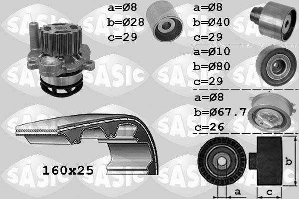 Sasic 3906078 - Водяной насос + комплект зубчатого ремня ГРМ autosila-amz.com
