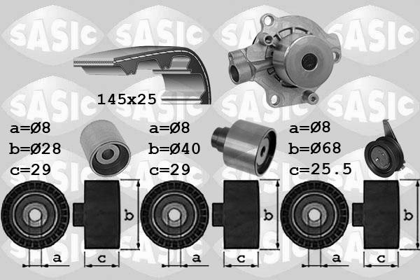 Sasic 3906102 - Водяной насос + комплект зубчатого ремня ГРМ autosila-amz.com