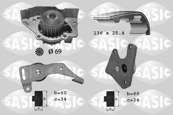 Sasic 3900004 - Водяной насос + комплект зубчатого ремня ГРМ autosila-amz.com