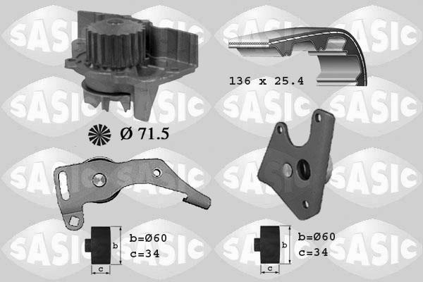 Sasic 3900018 - Водяной насос + комплект зубчатого ремня ГРМ autosila-amz.com