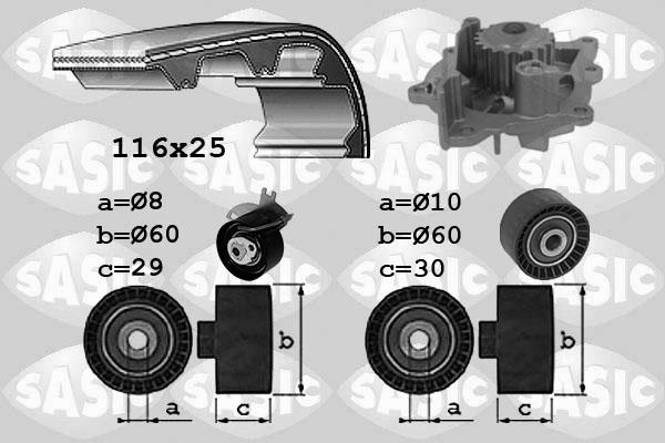 Sasic 3900038 - Водяной насос + комплект зубчатого ремня ГРМ autosila-amz.com