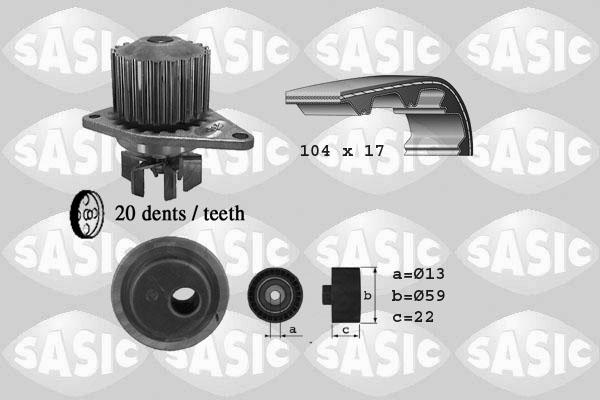Sasic 3900020 - Водяной насос + комплект зубчатого ремня ГРМ autosila-amz.com