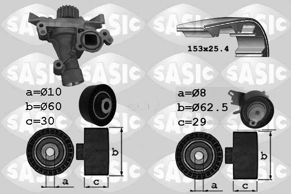 Sasic 3900028 - Водяной насос + комплект зубчатого ремня ГРМ autosila-amz.com