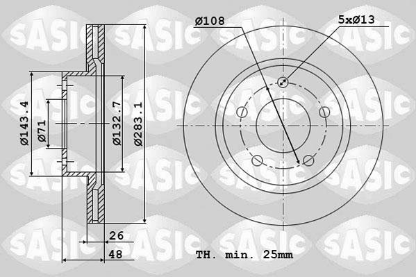 Sasic 2464V44J - Тормозной диск autosila-amz.com
