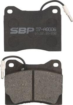 SBP 07-AG006 - Тормозные колодки, дисковые, комплект autosila-amz.com