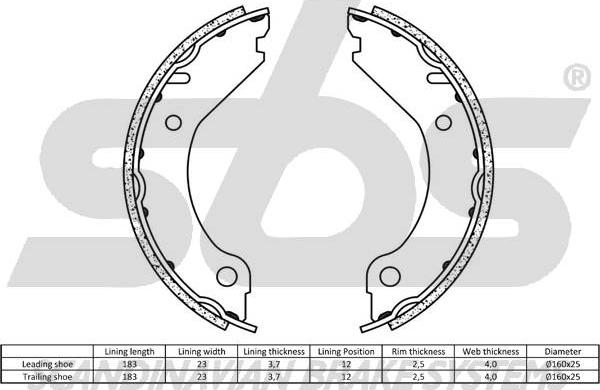 SBS 18492748277 - Комплект тормозов, ручник, парковка autosila-amz.com