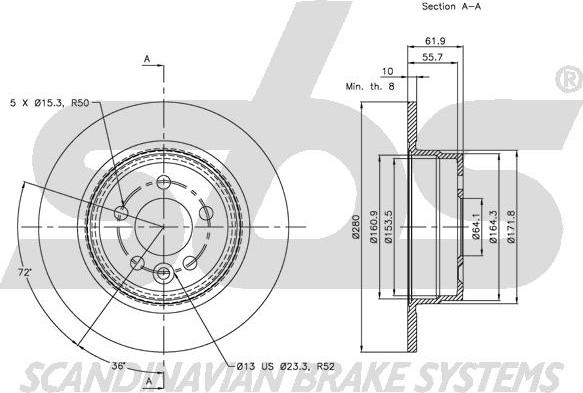 SBS 1815204018 - Тормозной диск autosila-amz.com