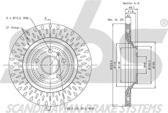 SBS 18152047110 - Тормозной диск autosila-amz.com