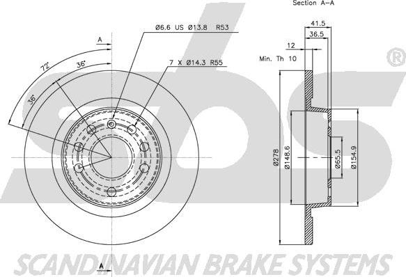 SBS 1815203646 - Тормозной диск autosila-amz.com