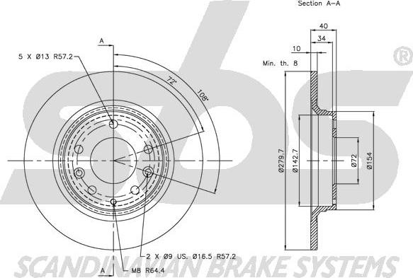 SBS 1815313246 - Тормозной диск autosila-amz.com