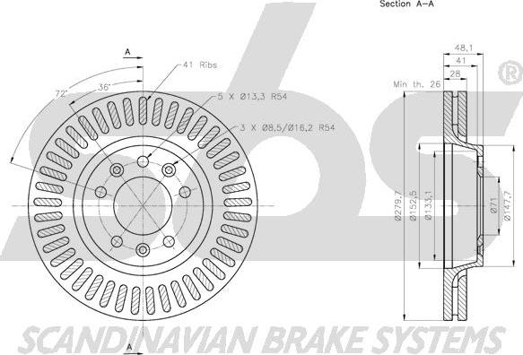 SBS 1815.203735 - Тормозной диск autosila-amz.com