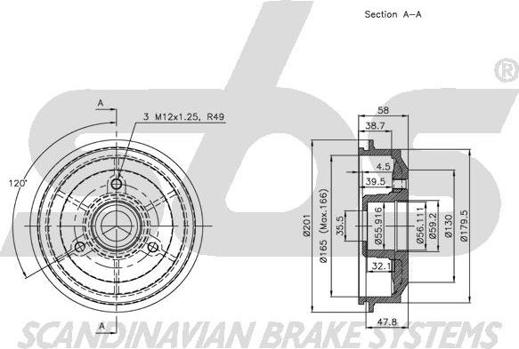 SBS 1825.251901 - Тормозной барабан autosila-amz.com