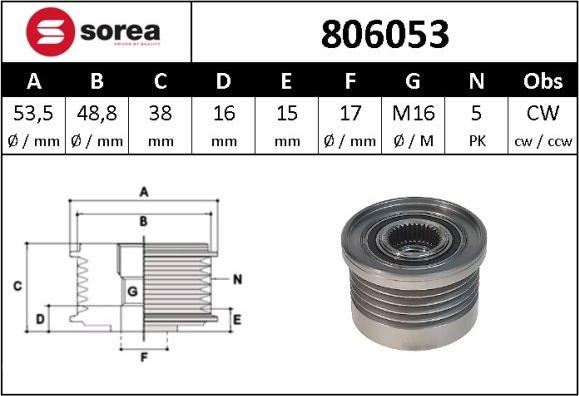 Sera 806053 - Шкив генератора, муфта autosila-amz.com