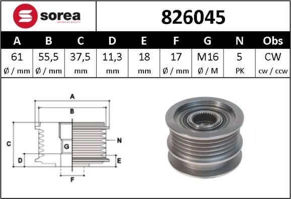 Sera 826045 - Шкив генератора, муфта autosila-amz.com