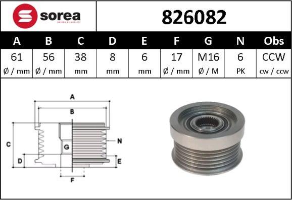 Sera 826082 - Шкив генератора, муфта autosila-amz.com