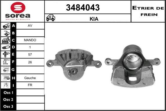 Sera 3484043 - Тормозной суппорт autosila-amz.com