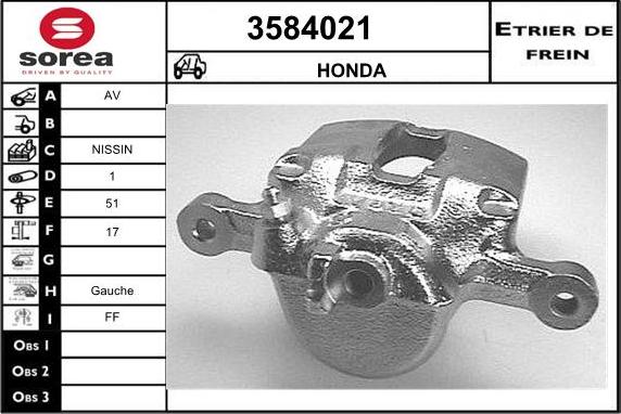 Sera 3584021 - Тормозной суппорт autosila-amz.com