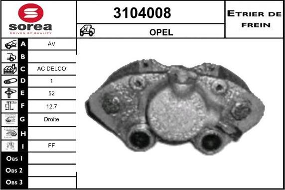 Sera 3104008 - Тормозной суппорт autosila-amz.com