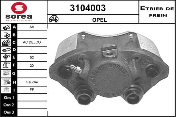 Sera 3104003 - Тормозной суппорт autosila-amz.com