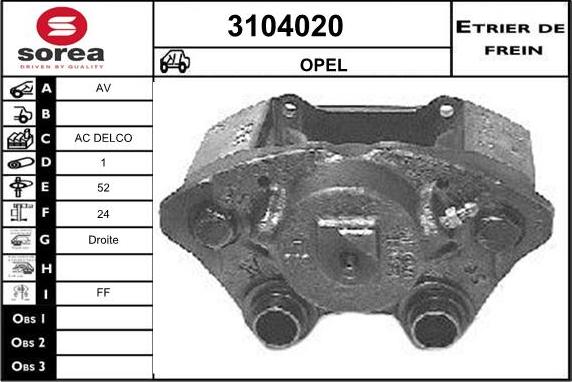 Sera 3104020 - Тормозной суппорт autosila-amz.com