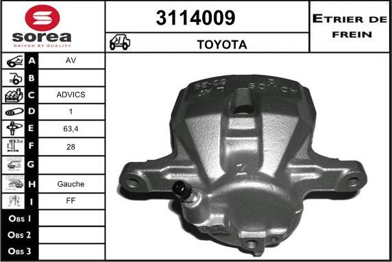 Sera 3114009 - Тормозной суппорт autosila-amz.com