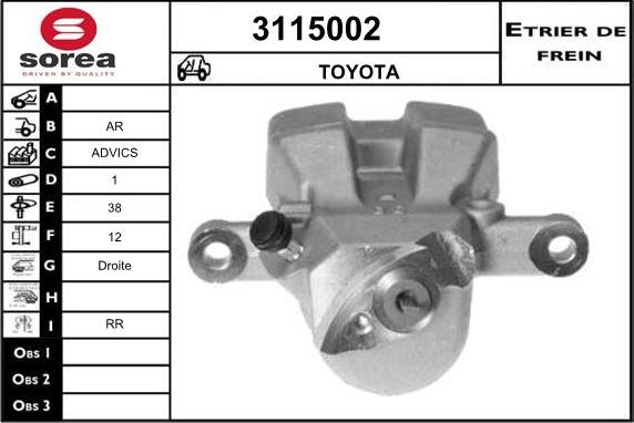 Sera 3115002 - Тормозной суппорт autosila-amz.com