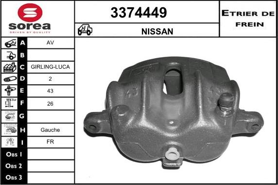 Sera 3374449 - Тормозной суппорт autosila-amz.com