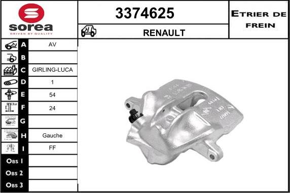 Sera 3374625 - Тормозной суппорт autosila-amz.com