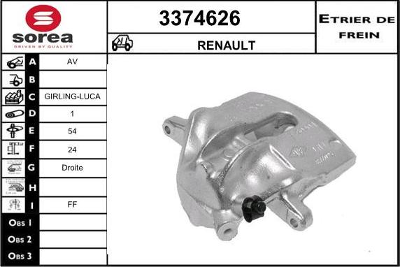 Sera 3374626 - Тормозной суппорт autosila-amz.com