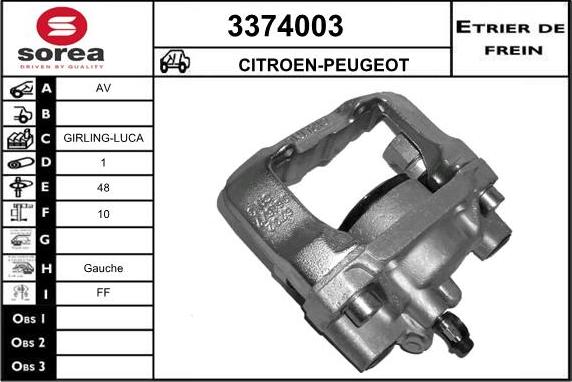 Sera 3374003 - Тормозной суппорт autosila-amz.com