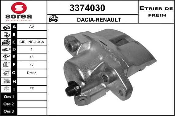 Sera 3374030 - Тормозной суппорт autosila-amz.com