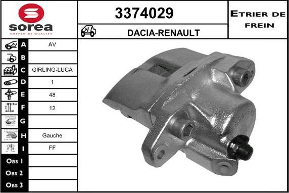 Sera 3374029 - Тормозной суппорт autosila-amz.com