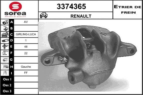 Sera 3374365 - Тормозной суппорт autosila-amz.com