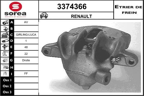 Sera 3374366 - Тормозной суппорт autosila-amz.com