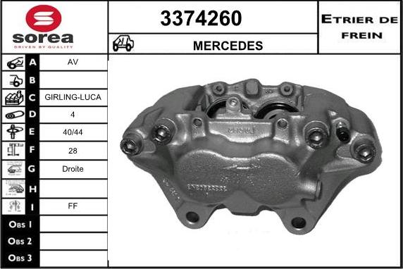 Sera 3374260 - Тормозной суппорт autosila-amz.com