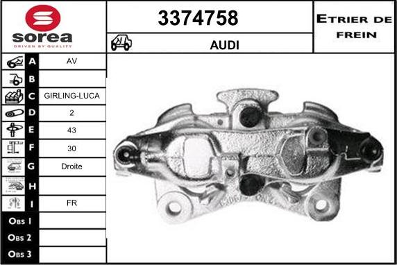 Sera 3374758 - Тормозной суппорт autosila-amz.com